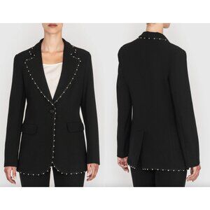 $1053 Emporio Armani Black Silver Studded Blazer Jacket size IT 40/4